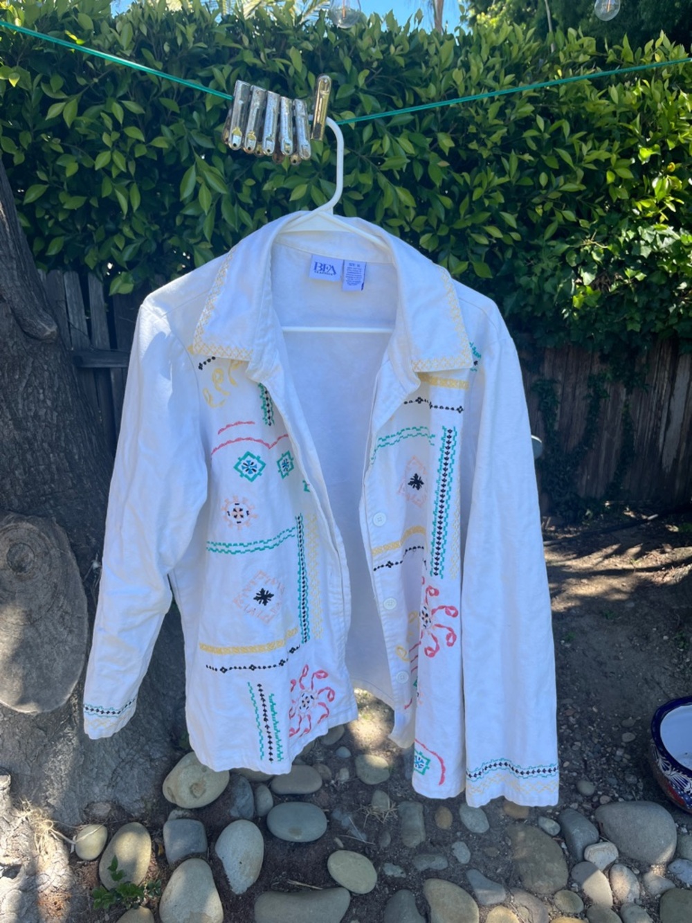 Embroidered White Jean Jacket - B&A